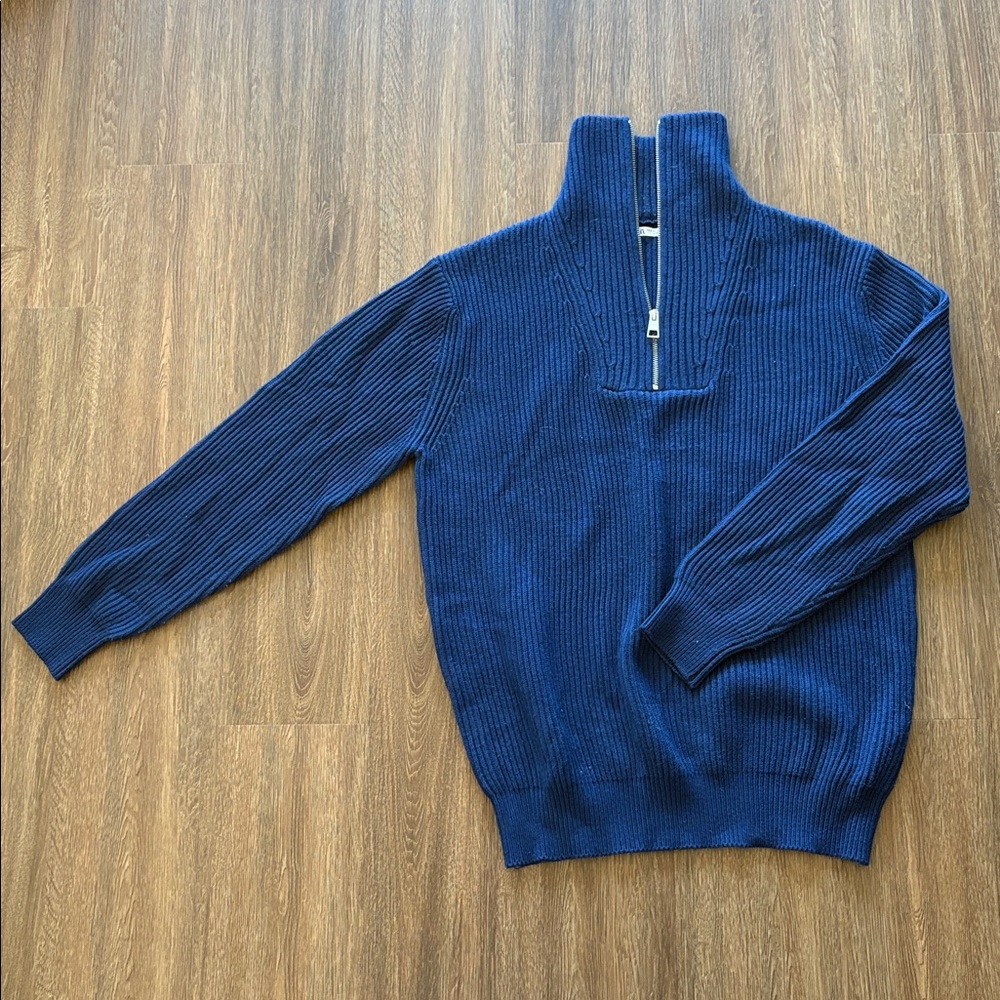 Zara Blue Half-Zip Sweater